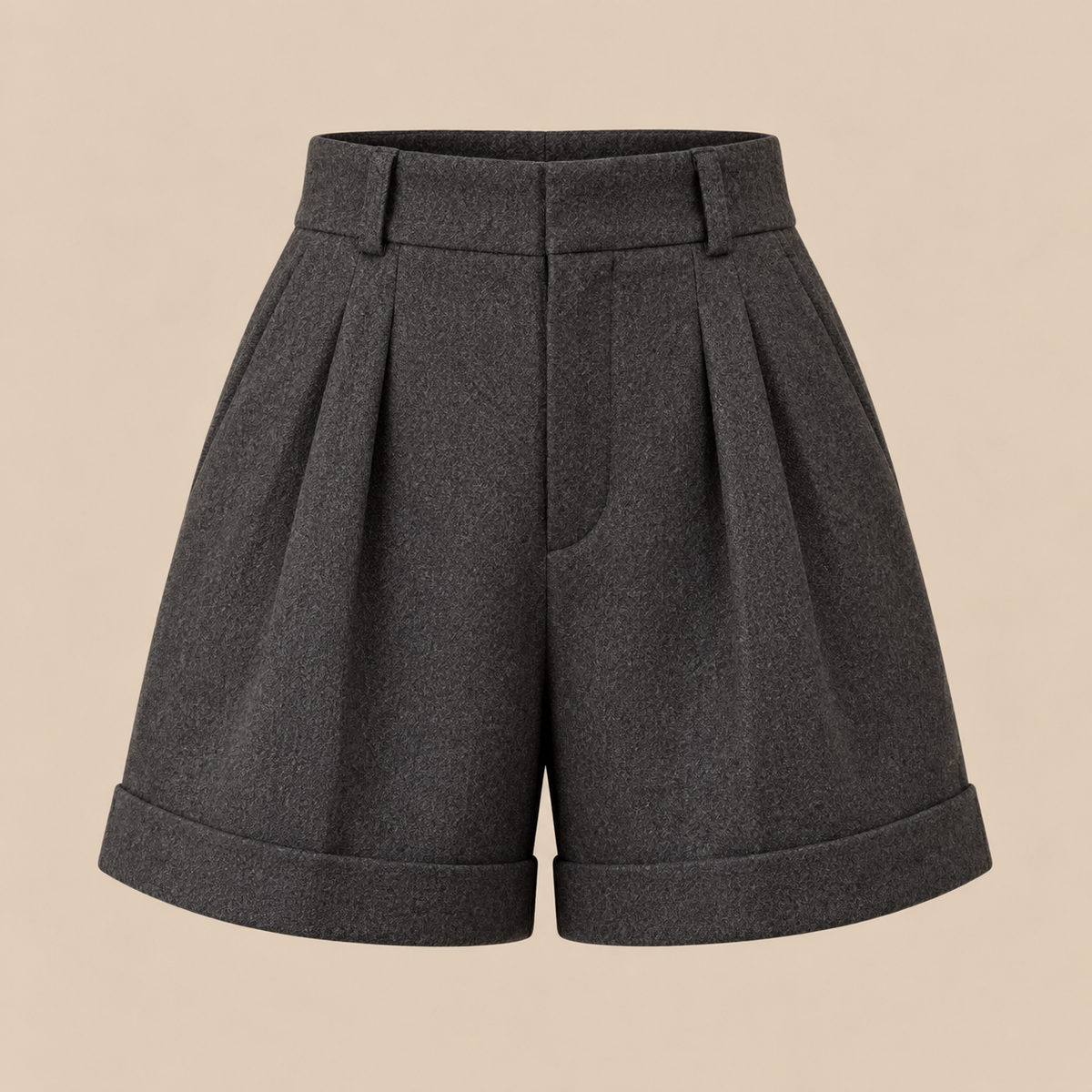 High-Waisted Tailored Wool-Blend Shorts